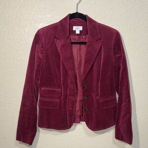 Ann Taylor LOFT Burgundy Velvet like Blazer Size- 8